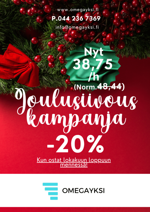 Joulusiivouskampanja –20 %
