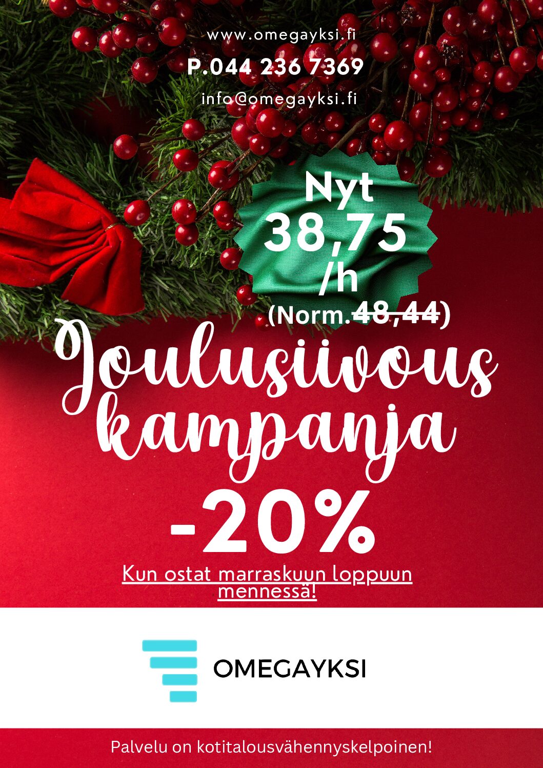 Joulusiivouskampanja –20 %
